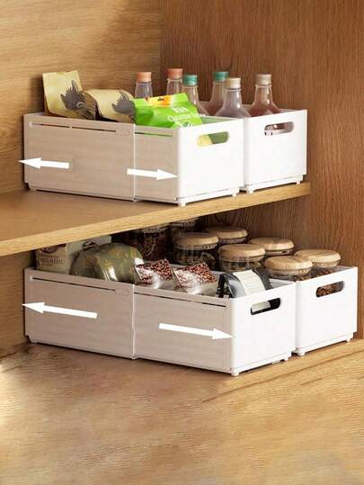 1pc Expandable Plastic Storage Drawer Box Perfect For Toys Underwear Kitchen Spices Countertop Cabinet Organizer Basket Home Organization Solution Expandable Design Space Saving Storage Container For Bedroom Bathroom Closet Pantry Clear Plastic Stackable Drawer Organizer Divider Box Multipurpose Storage Basket