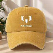 MESSI Personalized Print Baseball Cap Classic Washed Retro Hat High-Quality Unisex Soft Comfortable Sweat-Absorbent Breathable Duckbill Cap Outdoor Casual Sports Hat Spring Summer Fashion Adjustable Sun Hat - 黃色 - 查看 2