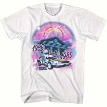 Back To The Future Airbrush White Adult T-Shirt220g High-Quality Pure Cotton T-Shirt With Minimalist Printing, Soft And Breathable Fabric, Comfortable And Loose, Suitable For All Day Wear, Suitable For Office Casual Wear, Spring And Summer Daily Appearance, Elegant And Youthful Design Ropa De Hombrecamisetas De Hombre Cotton Shirt T Shirts>Graphic Ropa De Hombre - 黑色 - 查看 1