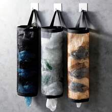 1pc Plastic Bag Holder, Grocery Bag Holder, Mesh Hanging Storage Bag Dispenser, Foldable Garbage Bag Organizer, Breathable Plastic Bag Storage For Kitchen