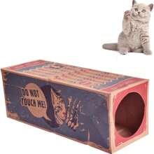 1pc Funny Cat Tunnel Toy Foldable Holes Kitten Kraft Paper Tunnel Cave Cat Toy - Army Green - View 5