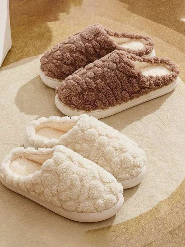 Autumn/Winter Couple Thermal Slippers, Indoor Non-Slip Warm Plush Slippers