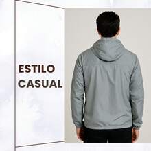 Men's Lightweight Plain Water-Repellent Windbreaker Jacket With Hood - Gray+Plain+GG - View 7
