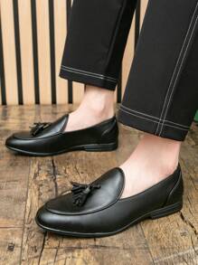 男士休闲乐福鞋时尚一脚蹬皮鞋发型师正装鞋大码四季正装鞋正式/商务正装