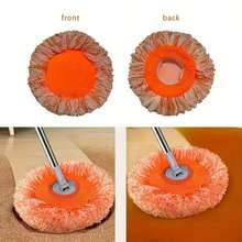 2pcs Orange Sunflower Shaped Mop Pads, Round Replacement Mop Pads, Cleaning Supplies For Home, Dorm, Office And Other Occasions, Cleaning Tools (Without Pole), Home Cleaning Supplies, Christmas Cleaning Supplies