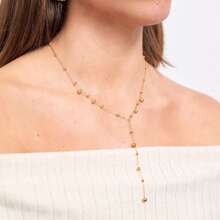 MONALLY 18K Gold Plated 1pc Luxury Fashion Water Drop Pendant Necklace For Women Adjustable Length Stainless Steel Jewelry Birthday Gift - Pendant Necklace - View 7