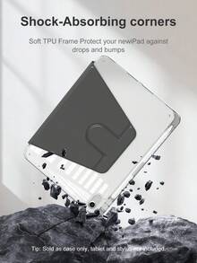 Acrylic Transparent Crystal Protective Case, Compatible With Sleep/Wake Function IPad, Compatible With IPad And Tablet PCs, 360-Degree Rotating Protective Case, Compatible With IPad Mini 4/5/6 (9.7 Inch) And IPad (10.2 Inch), IPad Air 4/5/6 (10.9 Inch), Suitable For 10th Generation IPad, Soft TPU Material Frame, Compatible With 10th Generation IPad, IPad Pro (11 Inch), IPad Air (11 Inch, M2), IPad Air (13 Inch) And IPad Pro (11 Inch, M4) - Black - Black - View 6