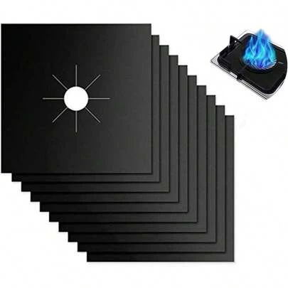 Forlivese Reusable Gas Stove Burner Covers -10 Pack Non-Stick Stovetop Burner Liners Gas Range Protectors Size 10.6x 10.6 Inch Cuttable Dishwasher  Easy To Clean