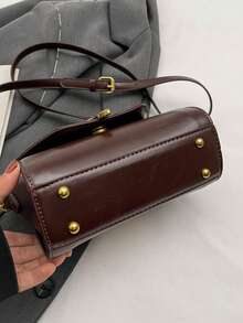 2025 新款绒面革和 PU 皮革迷你方形单肩包，咖啡棕色复古斜挎包，适合日常使用、约会、礼物、购物、钱包、年轻女性、大学生、办公室女士、商务、通勤、户外活动、旅行 - 咖啡 - 查看 11