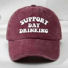 1 Piece MAKEFGE Casual Polyester Baseball Cap, Soft Non-Stretch Fabric, Letter Pattern, Hand Washable, Supports Japanese Drinking Style Washing Cap, Suitable For Outdoor Sports And Sun Protection - Burgundy - Xem 2