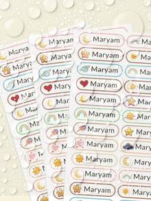 من 1 إلى 240 ملصق اسم شخصي بنجوم وقوس للأطفال، ملصقات اسم مخصصة صغيرة - ملصقات اسم مقاومة للماء، ملصقات قرطاسية مخصصة، مناسبة للحضانة والمدرسة والتخييم وتخزين الألعاب، مقاومة للماء، بدون كي، قابلة لإعادة الاستخدام - أبيض - مشاهدة 10