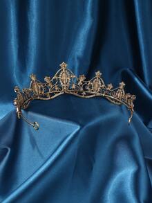 Mũ đội đầu và vương miện Halloween cổ điển dành cho nữ, băng đô vương miện hoàng gia cho cô dâu trong đám cưới, mũ đội đầu kim loại kiểu công chúa phù hợp cho sinh nhật, dạ hội, chụp ảnh. Phụ kiện ngày Valentine. - Đỏ A - Xem 3