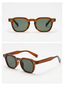 1 chiếc gọng kính oval nhỏ, unisex, chất lượng cao, thiết kế tối giản, thời trang, phù hợp cho các dịp thường ngày, du lịch, tiệc tùng, đi biển, trang trí hàng ngày. - khung trà lát xanh - Xem 5