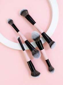 4 piezas de brochas de maquillaje de doble uso, brochas multifuncionales para rubor, base, polvos, iluminador, corrector, adecuadas para niñas y mujeres