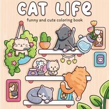[Neuer Bestseller] KATZEN LEBEN - 42 Seiten Heilung Malbuch, Anfänger Nachspuren Stressabbau Gekritzel, Erwachsene Entspannung Spielzeug - Kinder Bildung Malbuch, geeignet für Freundschaftstreffen, süße Charaktere zum Stressabbau, Schulsachen, Zeichnen & Malen, Weihnachten