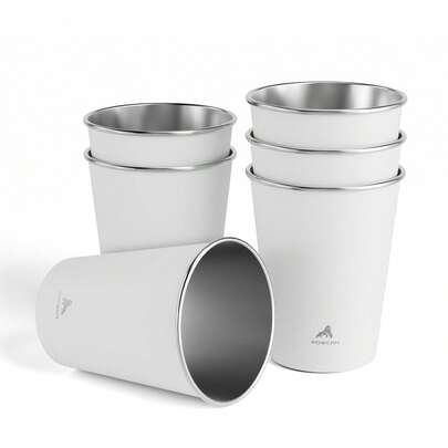 1/4/6个装不锈钢品脱杯，金属饮水杯，不易碎，可堆叠，适合成人、酒吧、家庭、餐厅、旅行、野餐、露营、户外活动