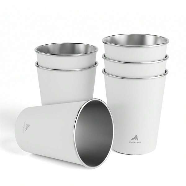 1/4/6个装不锈钢品脱杯，金属饮水杯，不易碎，可堆叠，适合成人、酒吧、家庭、餐厅、旅行、野餐、露营、户外活动