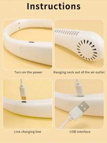 Portable Neck Fan, USB Rechargeable Neck Fan, 3 Adjustable Wind Speeds, Suitable For Office, Sports, Women, Men, Adults, Outdoor, Essential For Holidays