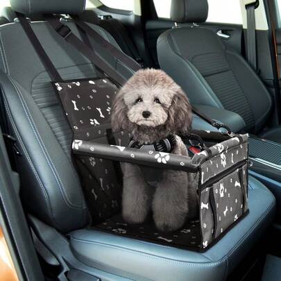 Asiento elevador portátil para perros y cachorros con cinturón de sujeción y tubo de soporte de PVC, anticaída, ideal para mascotas pequeñas, color negro (40 x 34 x 25 cm)