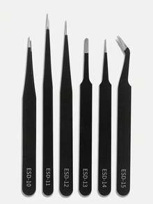 1/2 Stücke Nagel-Kunst Edelstahl Pinzette Schwarze Ellbogen Hand Zelt Clip Haar Picking Nagel Transplantation Wimpern Gerade Pinzette