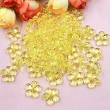 50/100Pcs 14mm Multicolor Spacer Loose Beads With Hole Flower Shape Handmade Material - Màu vàng - Xem 1