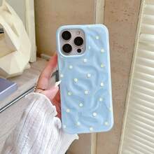 Funda protectora negra con lunares, acabado brillante con efecto arrugado y resistente a caídas. Compatible con phone 16 Pro, 15 Plus, 14, 13, 12 y 11. Como regalo de Año Nuevo, Pascua o Halloween para amigos y familiares - Azul - Ver 4