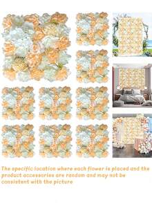 1/10Pcs Flower Wall Panel, Suitable For Flower Wall Backdrop, 9.8*9.8 Inch Pink Artificial Rose Hydrangea Artificial Flower Panel Artificial Flower Background, Suitable For Wall Decoration, Party And Wedding Decoration, Bride Gift/Baby Gift Decoration