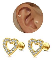 Threadless Flat Back Earring Stud Hypoallergenic Stainless Steel Push Pin Flower Cartilage Earring Helix Tragus Conch Nose Piercing Jewelry For Women - Multicolor - View 22