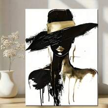 1pc, Modern Abstract Woman Portrait Canvas Wall Art, Black & Gold Elegant Fashion Chic Contemporary Artwork Stretched Print. Stunning Artistic Statement Piece For Living Room, Bedroom, And Office Decor. - Nhiều màu - Xem 2