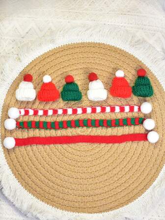 Set di cappellini e sciarpe natalizi mini, cappelli di Babbo Natale, decorazioni natalizie fatte a mano, decorazioni verdi, rosse e bianche per artigianato fai-da-te, ornamenti per albero, pupazzo di neve, decorazioni per bottiglie di vetro