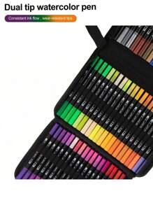 60 Colors Dual Brush Markers Pens, Blending Permanent Art Brush Markers Pens For Kids Adult Coloring Hand Lettering, Dual Tip (Brush And Fine Point) Drawing Markers For Note Taking Journal Classroom