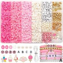 1 Box Of 24-Grid Clay Bead Making Kit, Valentine's Day DIY Friendship Bracelet Set For Necklace And Bracelet Making