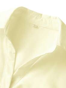 Women Y2k Button Down Shirt Top Tie Back Blouse Cap Sleeve Lapel Ruched Front Slim Fit T Shirts Crop Tops Summer Casual Going Out Tops Vintage Aesthetic Clothes Retro Blouse Streetwear - 黃色 - 查看 7