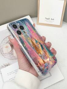 1个透明TPU防震彩色圣诞树图案手机壳，兼容 15/15Pro/15Plus/15ProMax/16/16Pro/16Plus/16ProMax，兼容Galaxy S23 Ultra/A14/A24，兼容Redmi Note 12 Pro，兼容Pixel 8/8 Pro，国际版，非国内版 - 彩色 - 查看 3