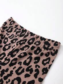 Tween Girls Vintage Heart Print Sweatshirt And Leopard Print Pants Casual Outfit - Black - View 7