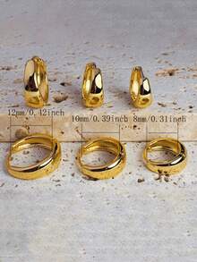 3 Pairs Oval Stacking Earrings Set, 18K Gold Plated Hypoallergenic Cartilage Earrings For Women, Suitable For Multiple Ear Piercings - 3Pairs Set - View 4