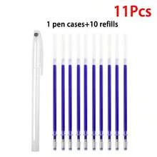 Set de 11/24 piezas con 20 recambios de bolígrafos marcadores de tela de alta temperatura de colores variados con 4 estuches, bolígrafos marcadores de tela borrables con calor para costura, sastrería y acolchado (color de tinta de bolígrafo rojo aleatorio) - Multicolor - Ver 14