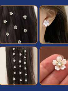 50 peças/pacote, 14mm Flores de Resina de Cravo-da-índia Roxas de 5 Pétalas, Flores de Strass com Base Dourada, Pérolas Sem Furos para Decoração de Roupas