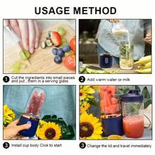1pc Portable USB Rechargeable Blender - 1500mAh Digital Display, Stainless Steel & Plastic Material, Includes Water Bottle For Smoothies, Ice Cubes, Fresh Juice - Compact For Travel, Home, Office Use, Portable Smoothie Blender, On-The-Go Nutrition, Compact Juicer, Durable Kitchen Gadget - Multicolor - View 8
