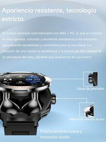 EFFEOKKI TWS 2 en 1 Smartwatch con Auriculares - Bisel de Aleación de Zinc, Pantalla Redonda de 1.46", Función de Llamada Inalámbrica, Reproducción de Música, NFC, Múltiples Modos Deportivos, Seguimiento de Actividad Física, Compatible con iPhone y Android - D13/Correa negra/Bisel de aleación de zinc - Ver 3