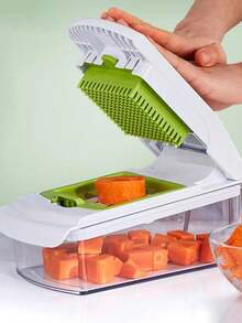 18 قطعة مفرمة الخضروات، شرّاحة الفاكهة متعددة الوظائف، شرّاحة الطعام اليدوية، شرّاحة الخضروات، آلة تقطيع مع وعاء، مفرمة البصل، مبشرة البطاطس المنزلية، لوازم المطبخ، أدوات مطبخ صغيرة، ملحقات المطبخ، أساسيات المطبخ