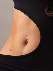 4/1Piece Set 18K Gold Plated Opal Belly Button Rings, Hypoallergenic Medical Stainless Steel Belly Button Rings, Heart Shaped CZ Clicker Belly Button Piercing 14G Women's Belly Button Piercing Jewelry Gold And Silver