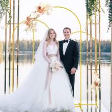 3pcs(7.2ft, 6.6ft,6ft Height) , Flowers Decoration Wedding Golden Metal Arch Stand Frame , Wedding Arch Backdrop Stand Set, Balloon Arch Kit For Ceremony Birthday Party Bridal Shower Photo Booth Garden Floral Balloon Arch Decor - 金色 - 查看 4
