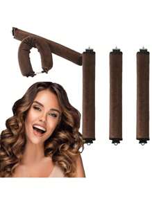 3pcs/4pcs Set No Heat Hair Curler Tools, Convenient Hair Styling Set Includes Foam Hair Rollers, Sleep Curlers, Rubber Curling Rods For Women, Slouchy Wave Sleeping Hair Curler Tube Set, Minimalist European & American Style