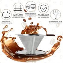 Pour Over Coffee DripperReusable Stainless Steel Drip Cone Coffee Filter Update Double Ultra Fine Micro Mesh Filter Professional Paperless Drip Brew Coffee Cone Maker With Cup Stand 12 Cup - 1-2cup - View 3