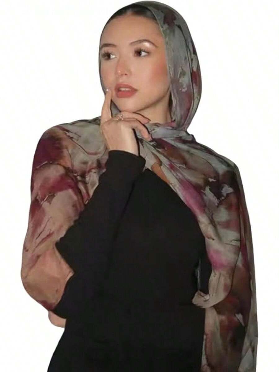 ZGMYC Watercolour Floral Printed Hijab Scarf For Women Soft Modal Cotton Instant Hijab Head Wraps Shawls Long Scarveshalloween - 顏色 1 - 查看 1