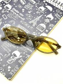 Women Half Round  Retro  Protection Fashion 2025 Rugged Stylish Oval - Transparent Frame Yellow Film - View 5