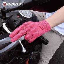 MJMOTO Găng tay lái xe máy nữ màu hồng cổ điển bằng da dê, găng tay đua mô tô địa hình, găng tay bảo hộ cứng cáp cho xe máy, cỡ XS-M. - A - Xem 9