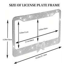 2PCS Stainless Steel License Plate Frames, Pre-Drilled US Standard Size, Scratch-Resistant & Weatherproof (White/Pink/Black), Custom Car Decor Accessories, Stylish Plate Protector, Practical Gift For Car Owners - 白色和白色蝴蝶結 - 查看 2