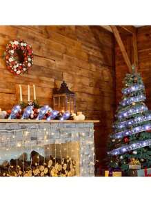 1 pieza Cinta de luz LED, Cinta de luz de hadas para árbol de Navidad, sin enchufe, alimentada por batería, decoración navideña interior para bodas, jardín, hogar, sala de estar, boda, Halloween, Navidad, decoraciones para fiestas, regalo perfecto para cumpleaños y decoraciones interiores y exteriores con caja de regalo de cinta y acentos de cinta de satén, con adornos brillantes, luz para árbol de Navidad